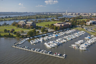 USA, Washington, D.C., Aerial photograph of Fort McNair marina on the Anacostia River - BCDF00101