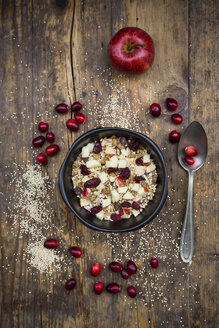 Müsli mit gepufftem Quinoa, Vollkornhaferflocken, Rosinen, getrockneten Cranberries und Apfel - LVF05351
