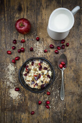 Müsli mit gepufftem Quinoa, Vollkornhaferflocken, Rosinen, getrockneten Cranberries und Apfel - LVF05354