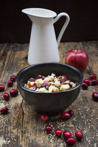 Müsli mit gepufftem Quinoa, Vollkornhaferflocken, Rosinen, getrockneten Cranberries und Apfel - LVF05355