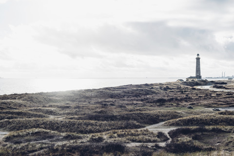 Dänemark, Skagen, Leuchtturm am Strand, lizenzfreies Stockfoto