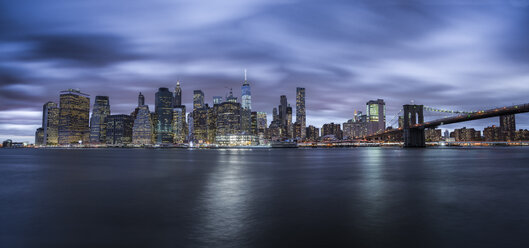 USA, New York City, skyline at night, long exposure - STCF00263