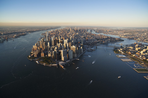 USA, New York, Aerial photograph of New York City and Manhattan Island stock photo