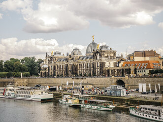 Germany, Saxony, Dresden, academy for visual arts in front of Elbe river - KRPF01859