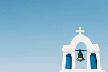 Greece, Cyclades, Santorini, Oia, bell tower of a church - GEMF01093