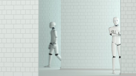 Walking robot and standing robot, 3D Rendering - AHUF00255