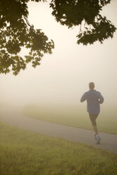 Mann joggt in der Natur am Morgen - GNF01367