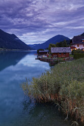 Austria, Carinthia, Boat houses at Lake Weissensee - GFF00786