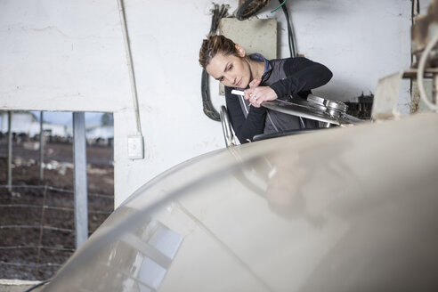 Woman at dairy tank - ZEF10793