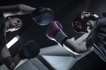 Zwei Boxerinnen im Ring in einer Boxhalle - ZEF11090