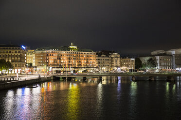 Sweden, Stockholm, view to the city by night - ABZF01448