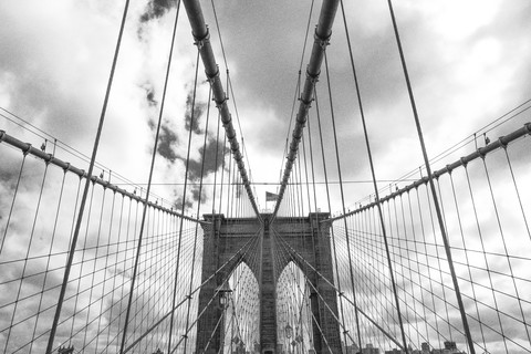 USA, New York City, Teil der Brooklyn-Brücke, lizenzfreies Stockfoto