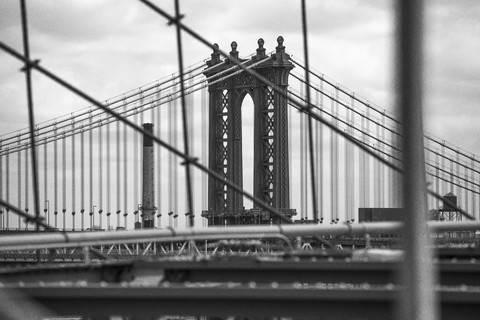USA, New York City, Teil der Brooklyn-Brücke, lizenzfreies Stockfoto