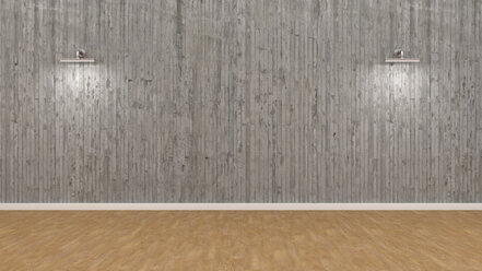 Empty room with illuminated concrete wall, 3d rendering - UWF01045