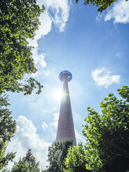 Germany, Duesseldorf, Rhine Tower at back light - KRPF01936