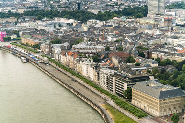 Germany, Duessseldorf, aerial view of the old town and River Rhine - TAMF00743