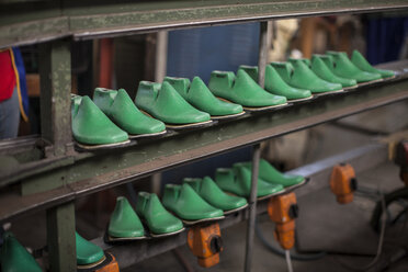 Shoe lasts on shelf in cobbler's workshop - ZEF11284