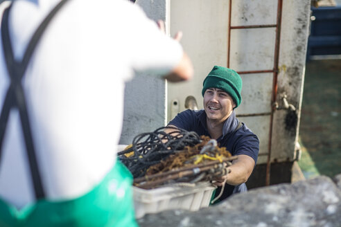 Fischer bei der Arbeit auf einem Trawler - ZEF11392