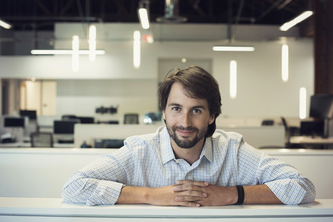 White collar worker in office, portrait stock photo