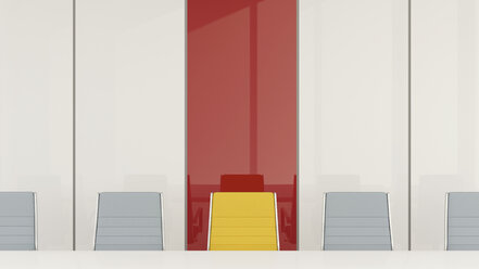 Conference room with one chair standing out from the crowd, 3d rendering - UWF01056