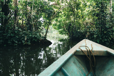 Peru, Tambopata, Boat on Amazon river - GEMF01217