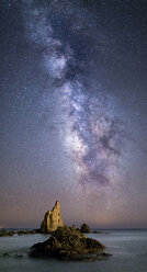 Spain, Almeria, milky way over Arrecife de Las Sirenas - EPF00178