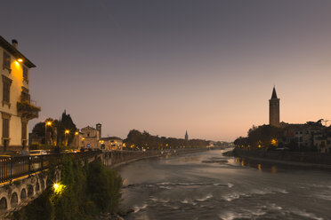 Italy, Verona, Adige after sunset - FCF01119