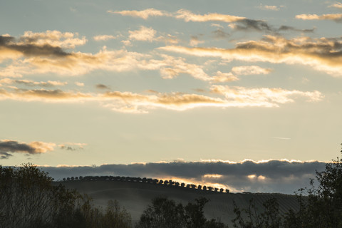 Italy, Tuscany, Val d'Orcia, rolling landscape stock photo