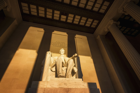 USA, Washington DC, Lincoln Memorial at sunrise stock photo