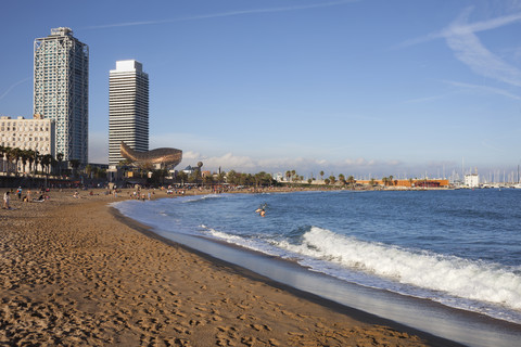 Spanien, Barcelona, Strand von La Barceloneta, lizenzfreies Stockfoto