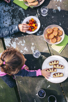 Top view of little girl and woman having picnic - DAPF00491