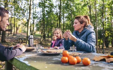 Familie beim Picknick im Wald - DAPF00492