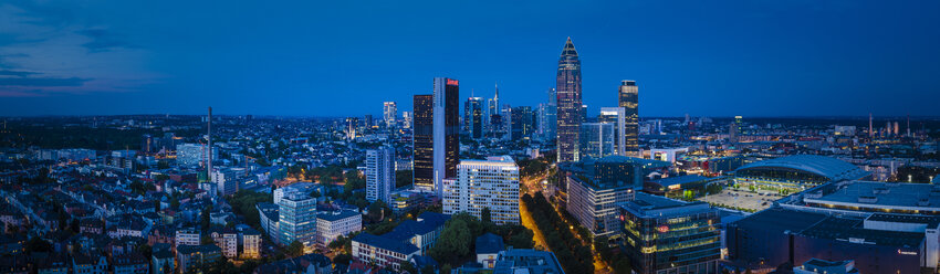 Germany, Frankfurt, view to the city in the evening from above - MPA00102