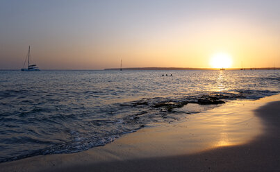 Spain, Formentera, sunset at Playa de Migjorn - LHF00513