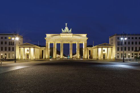 Germany, Berlin, view to lighted Brandenburg Gate by night - GFF00890