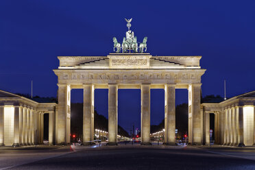 Germany, Berlin, view to lighted Brandenburg Gate by night - GFF00891