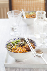 Buddha bowl of Edamame, cucumber, carrots, courgettes, Shirataki noodles and sesame - SBDF03084