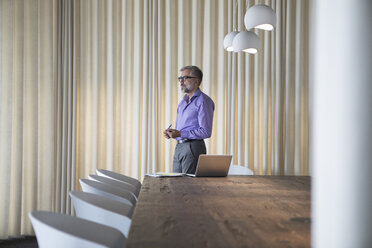 Businessman in boardroom with laptop - RBF05325