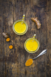 Two glasses of curcuma milk - LVF05653