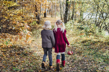 Hänsel und Gretel, Junge und Mädchen gehen allein im Wald spazieren - MJF02091