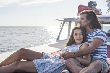 Young couple on a boat trip - WESTF22233