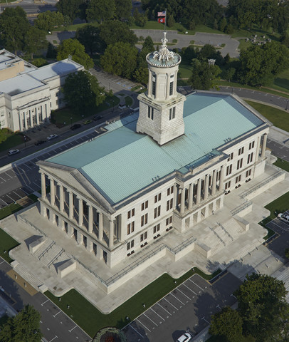 USA, Nashville, Tennessee State Capitol, Luftaufnahme, lizenzfreies Stockfoto