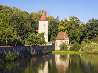 Germany, Bavaria, Franconia, Dinkelsbuehl, Rothenburg pond and digester - SIEF07189