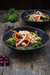 Salat mit Grünkohl, Roter Bete, Pastinaken, Möhren, Orangen und Wolfsbeeren - LVF05680
