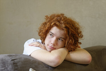 Portrait of pensive redheaded teenage boy - LBF01521