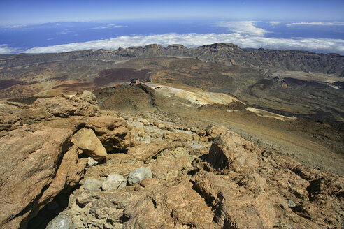 Spanien, Teneriffa, Blick auf die Caldera Las Canadas vom Gipfel des Teide - DSGF01293