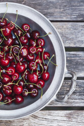 Zinc bowl of sweet cherries - GWF04917