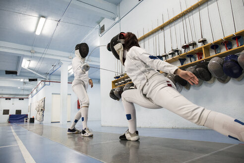 Female fencers during a fencing match - ABZF01613