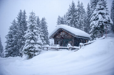 Austria, snow-covered hunting lodge - HHF05481