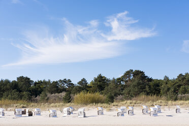 Germany, Usedom, Heringsdorf, beach chairs on beach - SIEF07218